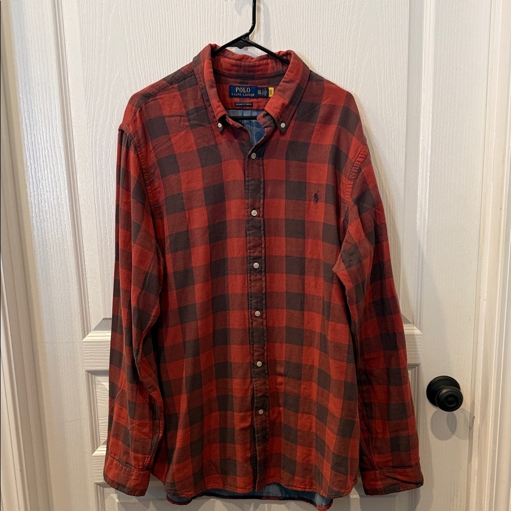 Polo by Ralph Lauren Men's Red and Black Plaid Shirt